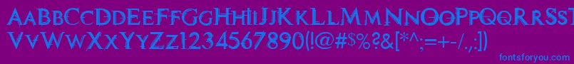 フォントTechnoviaCaps – 紫色の背景に青い文字