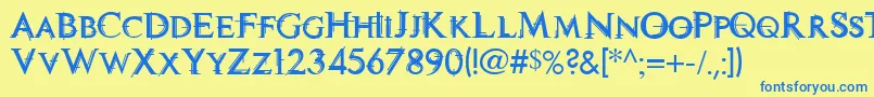 TechnoviaCaps Font – Blue Fonts on Yellow Background