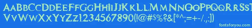 TechnoviaCaps Font – Green Fonts on Blue Background