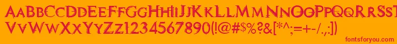 TechnoviaCaps Font – Red Fonts on Orange Background