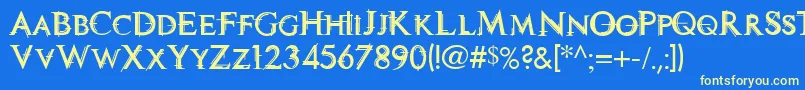 TechnoviaCaps Font – Yellow Fonts on Blue Background