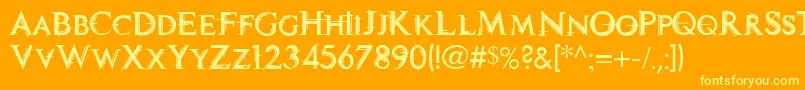 TechnoviaCaps Font – Yellow Fonts on Orange Background