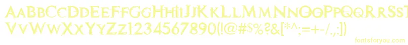 フォントTechnoviaCaps – 白い背景に黄色の文字