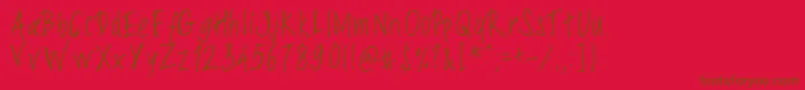 Pwslimyfonts-Schriftart – Braune Schriften auf rotem Hintergrund