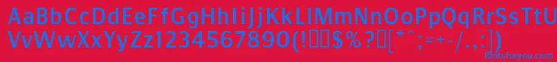 Comms Font – Blue Fonts on Red Background