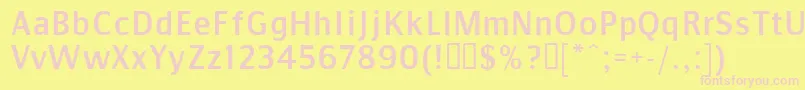 Comms Font – Pink Fonts on Yellow Background