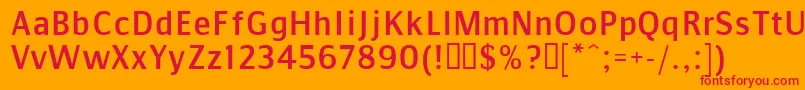 Comms Font – Red Fonts on Orange Background