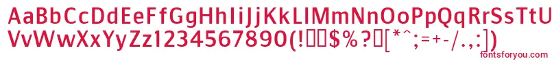 Czcionka Comms – czerwone czcionki na białym tle