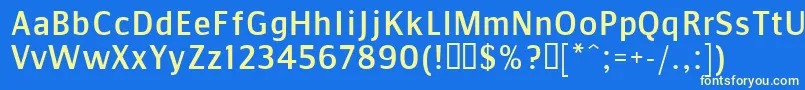 Comms Font – Yellow Fonts on Blue Background
