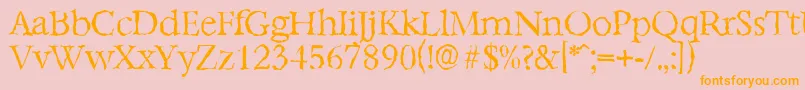 フォントBernsteinrandomLightRegular – オレンジの文字がピンクの背景にあります。