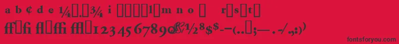 Garamondproblackssk-fontti – mustat fontit punaisella taustalla