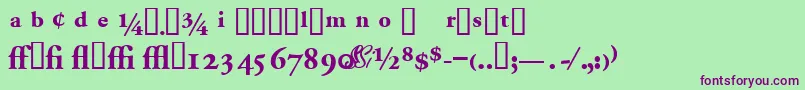 Garamondproblackssk-fontti – violetit fontit vihreällä taustalla