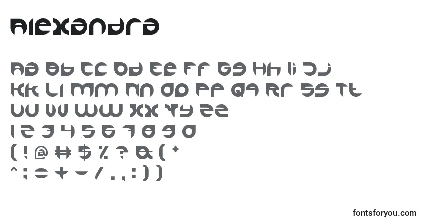 Шрифт Alexandra – алфавит, цифры, специальные символы