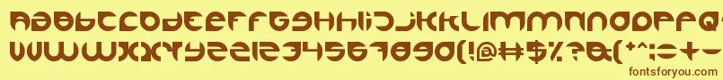 フォントAlexandra – 茶色の文字が黄色の背景にあります。
