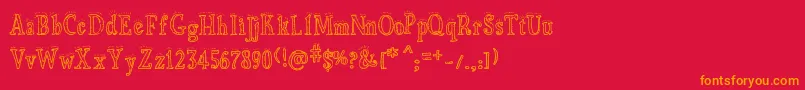 BiscuitMade-Schriftart – Orangefarbene Schriften auf rotem Hintergrund