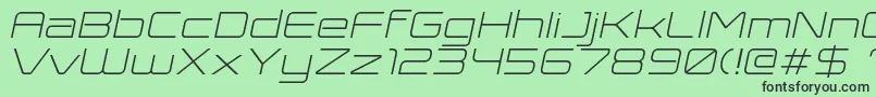 Fonte ExpansivaItalic – fontes pretas em um fundo verde