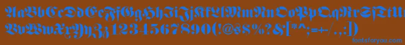 フォントFettefrad – 茶色の背景に青い文字