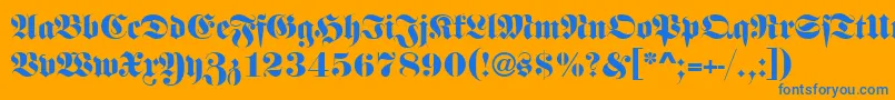 Fettefrad-Schriftart – Blaue Schriften auf orangefarbenem Hintergrund