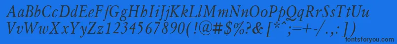 Шрифт MyslNarrowItalic.001.001 – чёрные шрифты на синем фоне
