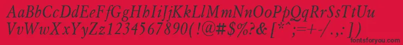 MyslNarrowItalic.001.001 Font – Black Fonts on Red Background