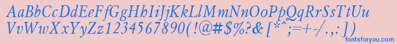 MyslNarrowItalic.001.001 Font – Blue Fonts on Pink Background