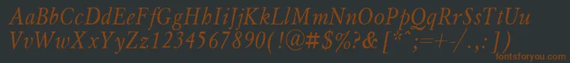 Шрифт MyslNarrowItalic.001.001 – коричневые шрифты на чёрном фоне