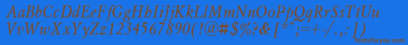 MyslNarrowItalic.001.001 Font – Brown Fonts on Blue Background