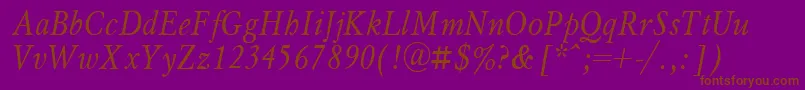 MyslNarrowItalic.001.001-Schriftart – Braune Schriften auf violettem Hintergrund