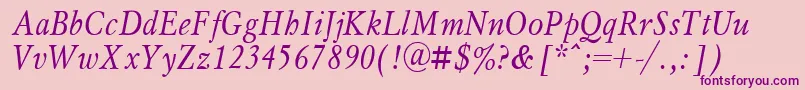 MyslNarrowItalic.001.001 Font – Purple Fonts on Pink Background