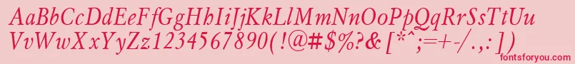 MyslNarrowItalic.001.001 Font – Red Fonts on Pink Background