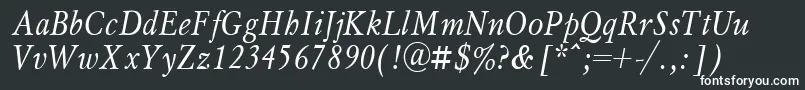 フォントMyslNarrowItalic.001.001 – 黒い背景に白い文字