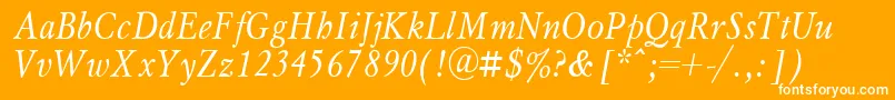 フォントMyslNarrowItalic.001.001 – オレンジの背景に白い文字