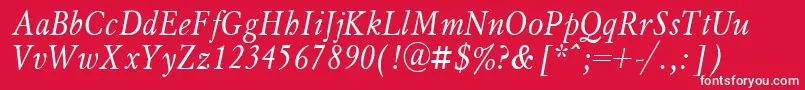 MyslNarrowItalic.001.001 Font – White Fonts on Red Background