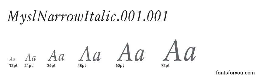 Größen der Schriftart MyslNarrowItalic.001.001