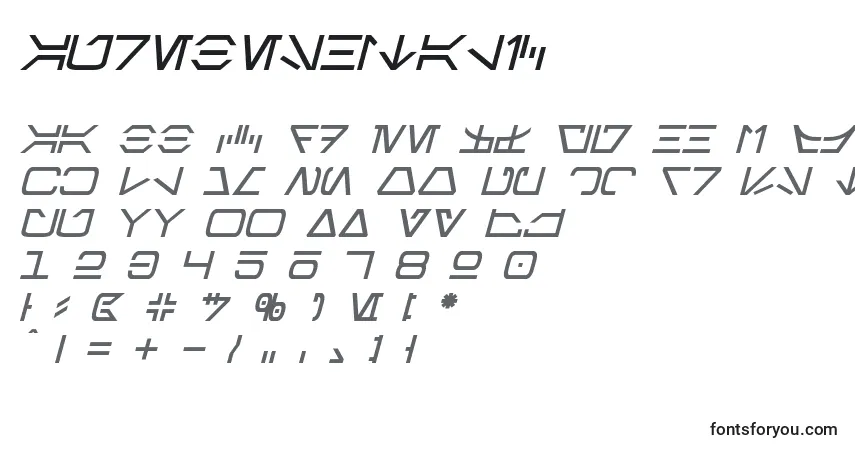 Schriftart AurebeshItalic – Alphabet, Zahlen, spezielle Symbole