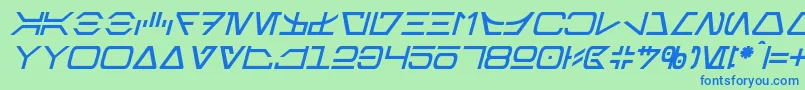 AurebeshItalic Font – Blue Fonts on Green Background