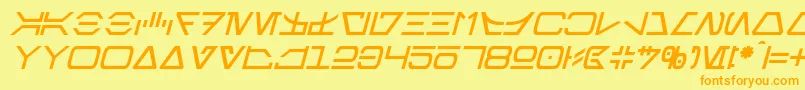 AurebeshItalic-fontti – oranssit fontit keltaisella taustalla