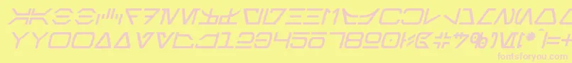 AurebeshItalic Font – Pink Fonts on Yellow Background