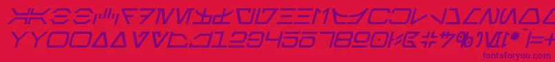 AurebeshItalic Font – Purple Fonts on Red Background