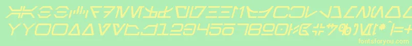 AurebeshItalic Font – Yellow Fonts on Green Background