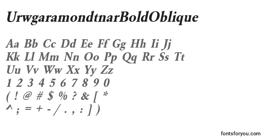 UrwgaramondtnarBoldOblique Font – alphabet, numbers, special characters
