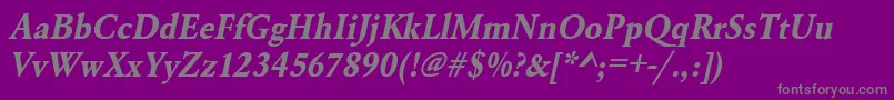 UrwgaramondtnarBoldOblique-Schriftart – Graue Schriften auf violettem Hintergrund