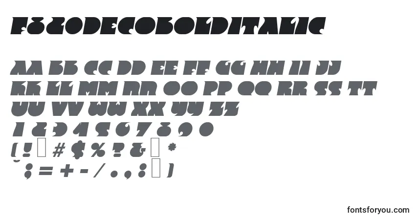 Schriftart F820DecoBolditalic – Alphabet, Zahlen, spezielle Symbole