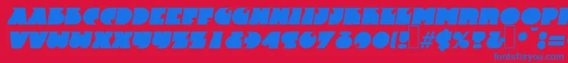F820DecoBolditalic-Schriftart – Blaue Schriften auf rotem Hintergrund