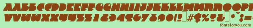 フォントF820DecoBolditalic – 緑の背景に茶色のフォント