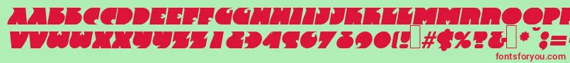 F820DecoBolditalic Font – Red Fonts on Green Background