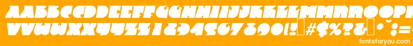 F820DecoBolditalic-Schriftart – Weiße Schriften auf orangefarbenem Hintergrund
