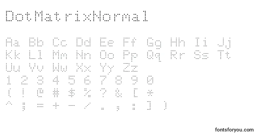 DotMatrixNormal-fontti – aakkoset, numerot, erikoismerkit