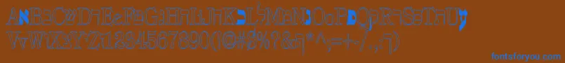 Eretz-Schriftart – Blaue Schriften auf braunem Hintergrund