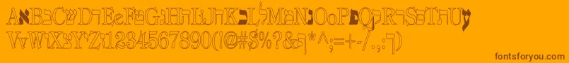 Eretz-Schriftart – Braune Schriften auf orangefarbenem Hintergrund